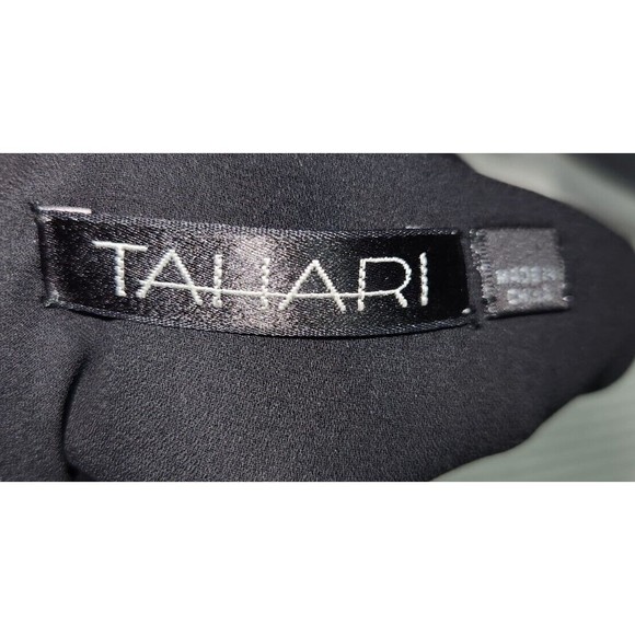 Tahari Black Tan Circle Print Sleeveless V Neck 100% Silk‎ Flare Dress Sz 12 NWT - Picture 9 of 13